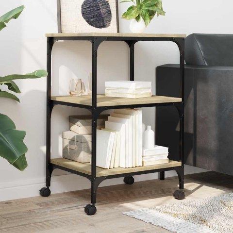 STOJAK NA DRUKARKĘ NA KÓŁKACH 3-POZIOMOWY DĄB SONOMA 50X41X75CM