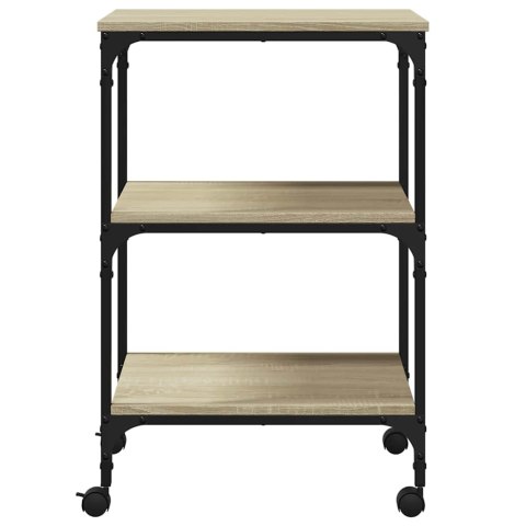 STOJAK NA DRUKARKĘ NA KÓŁKACH 3-POZIOMOWY DĄB SONOMA 50X41X75CM