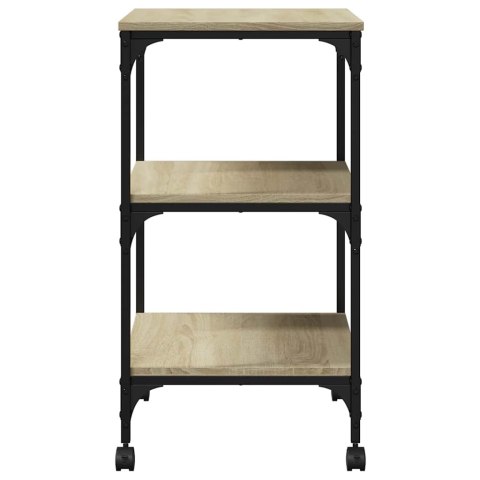 STOJAK NA DRUKARKĘ NA KÓŁKACH 3-POZIOMOWY DĄB SONOMA 50X41X75CM