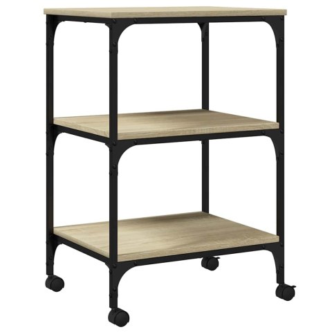 STOJAK NA DRUKARKĘ NA KÓŁKACH 3-POZIOMOWY DĄB SONOMA 50X41X75CM