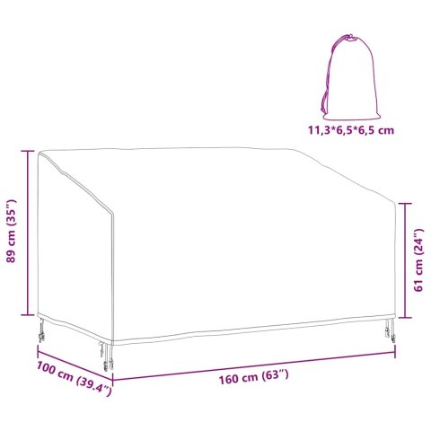 POKROWIEC NA ŁAWKĘ OGRODOWĄ 160X100X61/89CM TKANINA 420D