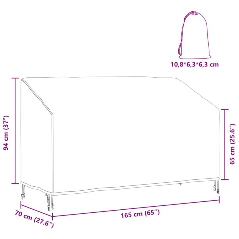 POKROWIEC NA ŁAWKĘ OGRODOWĄ 165X70X65/94CM MATERIAŁ 600D