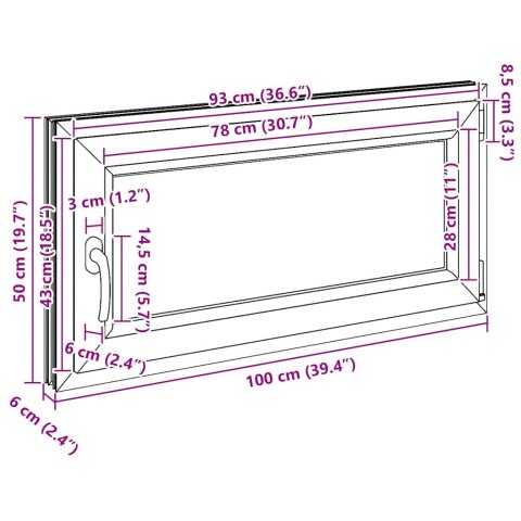 OKNO PIWNICZNE "RISOR" 100X50CM UCHYLNO-ROZWIERNE DIN PRAWE BIAŁE