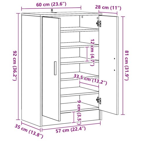SZAFKA NA BUTY CZARNA 60X35X92CM