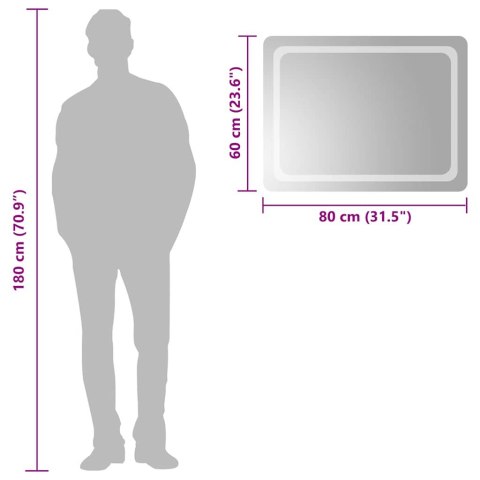 LUSTRO ŁAZIENKOWE Z LED 80X60CM