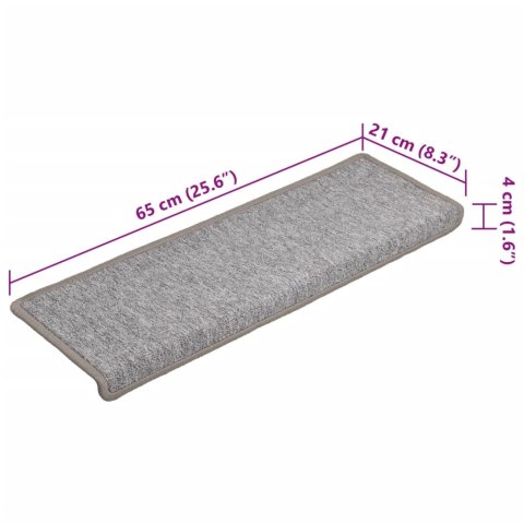 MATY NA SCHODY 15 SZT. 65X21X4CM JASNOSZARY PROSTOKĄTNY BRZEG