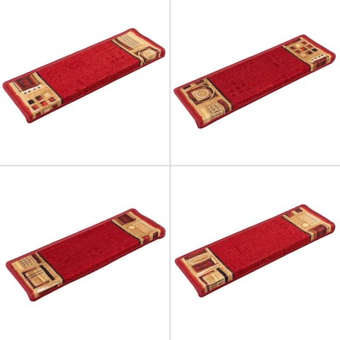 SAMOPRZYLEPNE NAKŁADKI NA SCHODY 5 SZT. 65X21X4CM CZERWONE