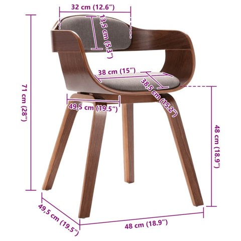 KRZESŁO STOŁOWE KOLOR TAUPE GIĘTE DREWNO I TKANINA