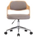 VidaXL Obrotowe krzesło biurowe, taupe, gięte drewno i tkanina