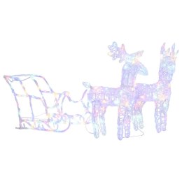 ŚWIĄTECZNA DEKORACJA RENIFERY Z SANIAMI 160 DIOD LED 130CM