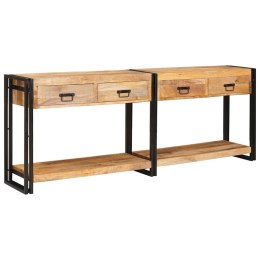 KONSOLA 2 SZT. BRĄZOWY 200X33X75CM LITE SUROWE DREWNO MANGO