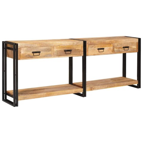 KONSOLA 2 SZT. BRĄZOWY 200X33X75CM LITE SUROWE DREWNO MANGO