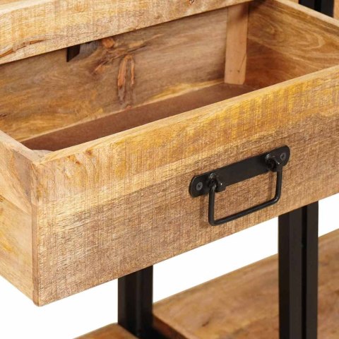 KONSOLA 2 SZT. BRĄZOWY 200X33X75CM LITE SUROWE DREWNO MANGO