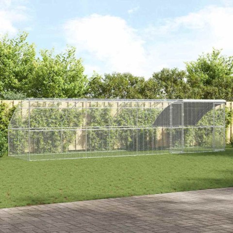 KLATKA DLA KUR SREBRNY 800X 200X 198.5CM STAL GALWANIZOWANA