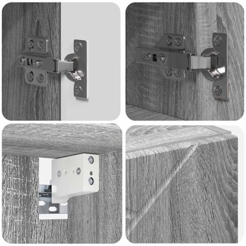 VidaXL Zestaw mebli łazienkowych z drzwiami 4 pcs Szary dąb sonoma