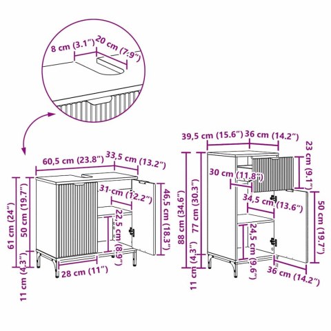 VidaXL Zestaw mebli łazienkowych z szufladą 2 pcs Szary dąb sonoma