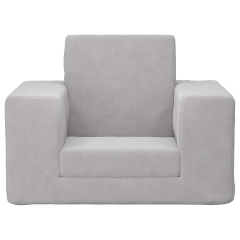 KANAPA DLA DZIECKA ROZKŁADANA JASNOSZARA MIĘKKI PLUSZ