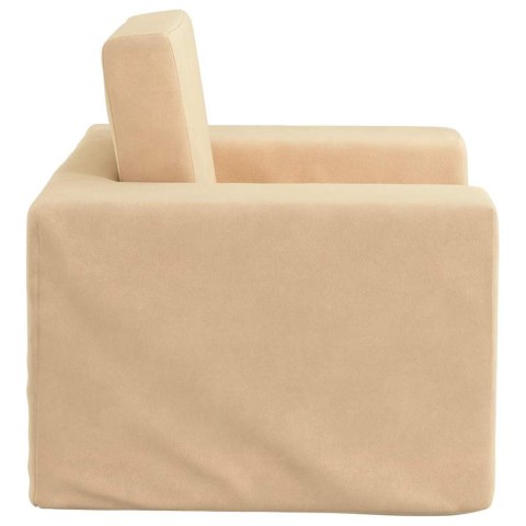 KANAPA DLA DZIECKA ROZKŁADANA KREMOWA MIĘKKI PLUSZ