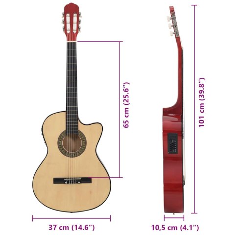 GITARA KLASYCZNA Z WYCIĘCIEM 6 STRUNAMI I EQUALIZEREM