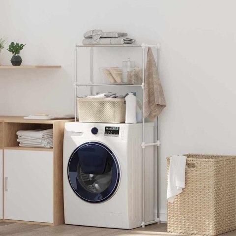 PÓŁKA NA PRALKĘ Z PÓŁKĄ BIAŁA 63X27X136CM ALUMINIUM