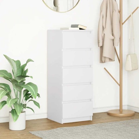 KOMODA Z SZUFLADAMI BIAŁA 37,5X35X99CM DREWNO KLEJONE