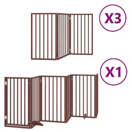 SKŁADANA BRAMKA DLA PSA Z DRZWIAMI 15 PANELI BRĄZOWA 750CM