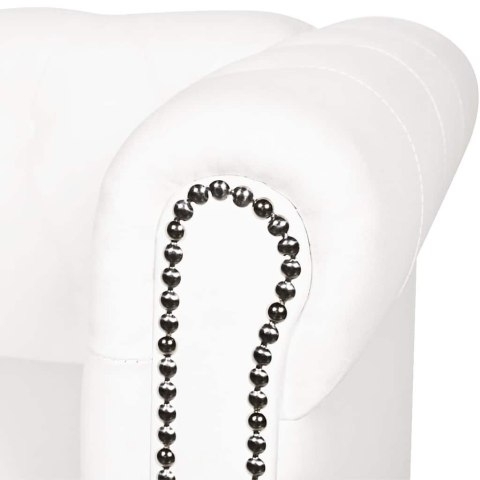 SOFA 3-OSOBOWA W STYLU CHESTERFIELD SZTUCZNA SKÓRA BIAŁA