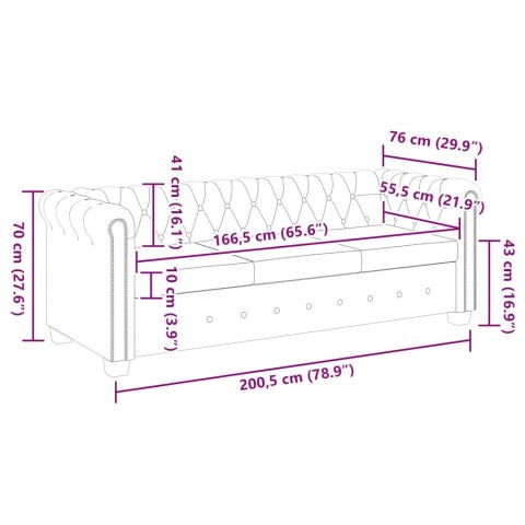 SOFA 3-OSOBOWA W STYLU CHESTERFIELD SZTUCZNA SKÓRA BIAŁA