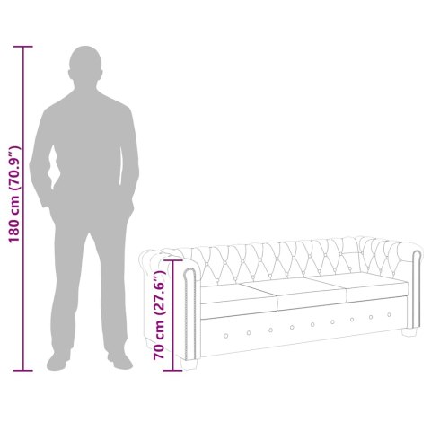 SOFA 3-OSOBOWA W STYLU CHESTERFIELD SZTUCZNA SKÓRA BIAŁA
