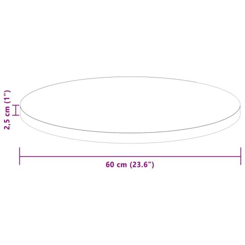 BLAT STOŁU CIEMNOBRĄZOWY ŚR. 60X2.5CM SOLIDNE DREWNO DĘBOWE