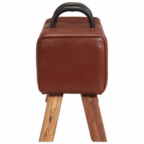 ŁAWKA VINTAGE Z UCHWYTAMI NATURALNA KOZIA SKÓRA