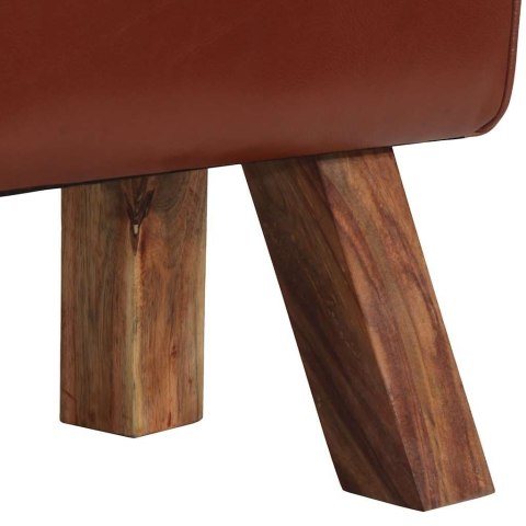 ŁAWKA VINTAGE Z UCHWYTAMI NATURALNA KOZIA SKÓRA