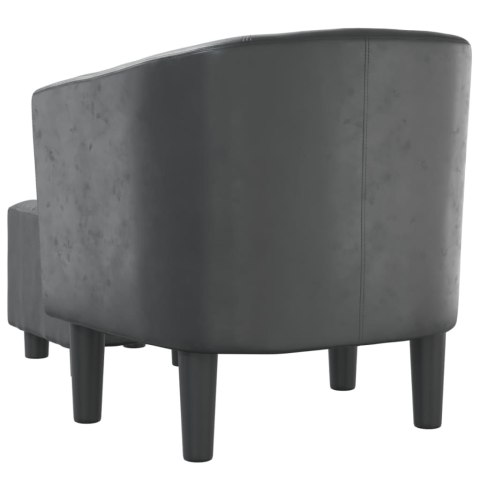 FOTEL KLUBOWY Z PODNÓŻKIEM SZARY OBITY SZTUCZNĄ SKÓRĄ