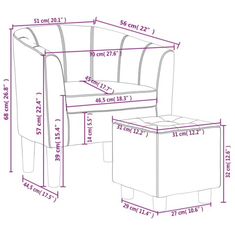 FOTEL KLUBOWY Z PODNÓŻKIEM SZARY OBITY SZTUCZNĄ SKÓRĄ