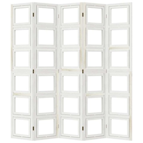 VidaXL Parawan pokojowy, 5-panelowy, biały, lite drewno paulowni