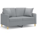 2-OSOBOWA SOFA Z PODUSZKAMI JASNOSZARA 120CM TKANINA