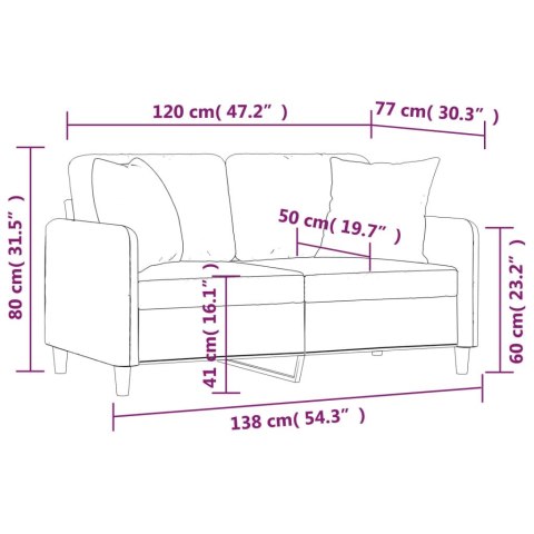2-OSOBOWA SOFA Z PODUSZKAMI JASNOSZARA 120CM TKANINA