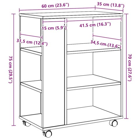 SZAFKA NA KÓŁKACH DĄB ARTISAN 60X35X75CM