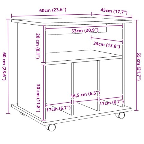 SZAFKA NA KÓŁKACH DĄB ARTISAN 60X45X60CM