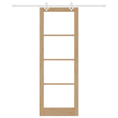 DRZWI PRZESUWANE BRĄZOWY 83X232CM DREWNO I METAL