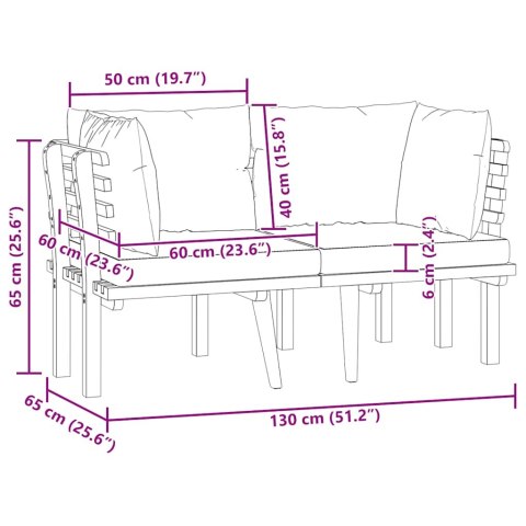 2-OSOBOWA SOFA OGRODOWA Z PODUSZKAMI DREWNO AKACJOWE