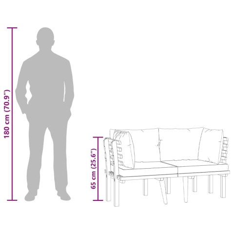 2-OSOBOWA SOFA OGRODOWA Z PODUSZKAMI DREWNO AKACJOWE