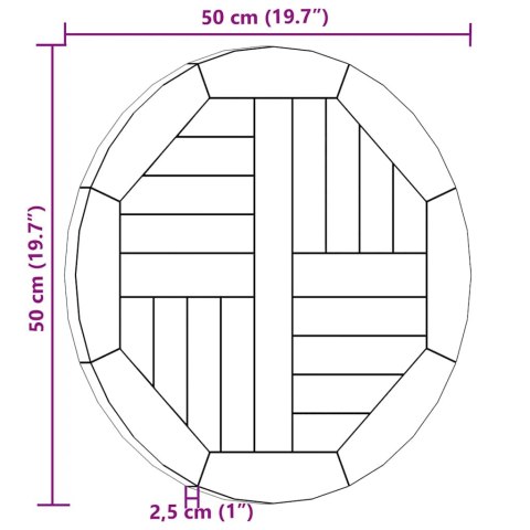 BLAT STOŁU DREWNO TEKOWE OKRĄGŁY 2,5CM 50CM