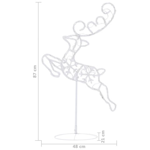 ŚWIĄTECZNE LECĄCE RENIFERY Z SANIAMI AKRYL 260X21X87CM