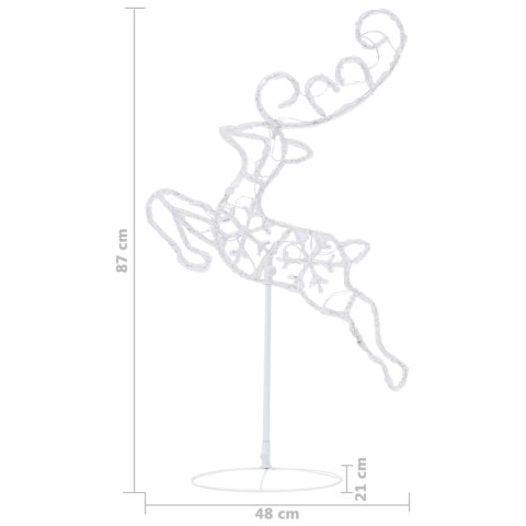 ŚWIĄTECZNE LECĄCE RENIFERY Z SANIAMI AKRYL 260X21X87CM