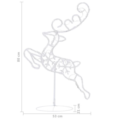 ŚWIĄTECZNE LECĄCE RENIFERY Z SANIAMI AKRYL 260X21X87CM