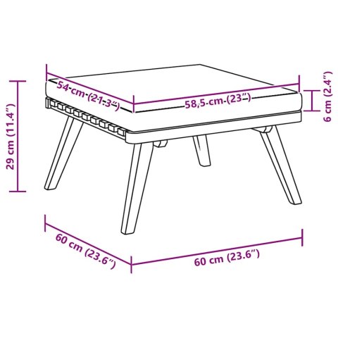 PODNÓŻEK OGRODOWY Z PODUSZKĄ 60X60X29CM LITE DREWNO AKACJOWE