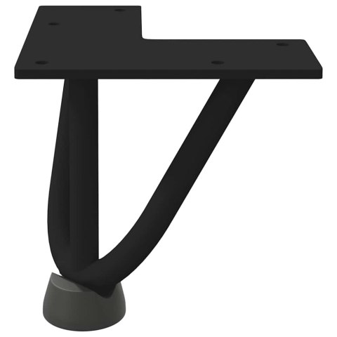 NOGI DO STOLIKA KAWOWEGO W KSZTAŁCIE SPINKI DO WŁOSÓW 4 SZT. CZARNE 10CM STAL LITE