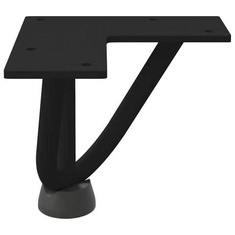 NOGI DO STOLIKA KAWOWEGO W KSZTAŁCIE SPINKI DO WŁOSÓW 4 SZT. CZARNE 10CM STAL LITE