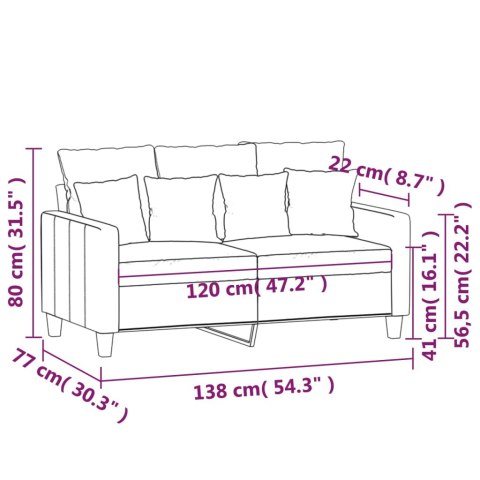 2-OSOBOWA SOFA KREMOWA 120CM TAPICEROWANA TKANINĄ